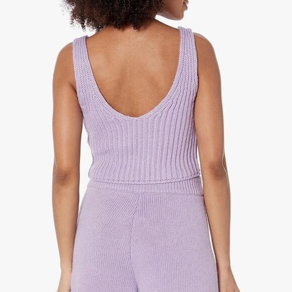 The Drop Women's Sylvie Double V-Neck Textured Rib Cropped sweater tank NWT - Picture 2 of 4